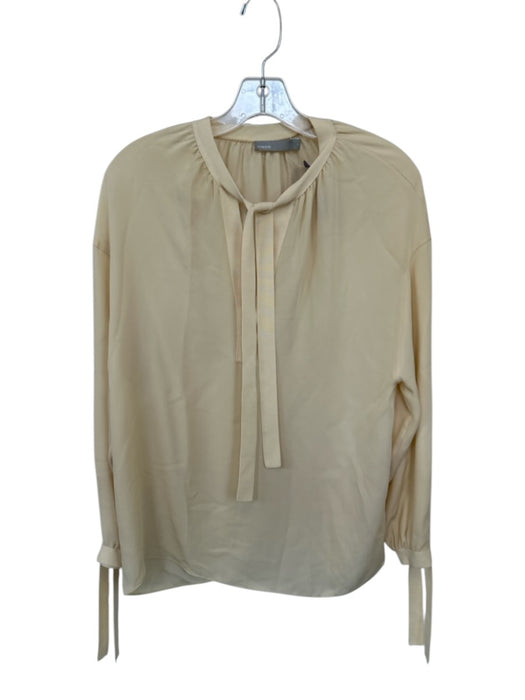 Vince Size XS Tan Silk Long Sleeve neck tie Top Tan / XS
