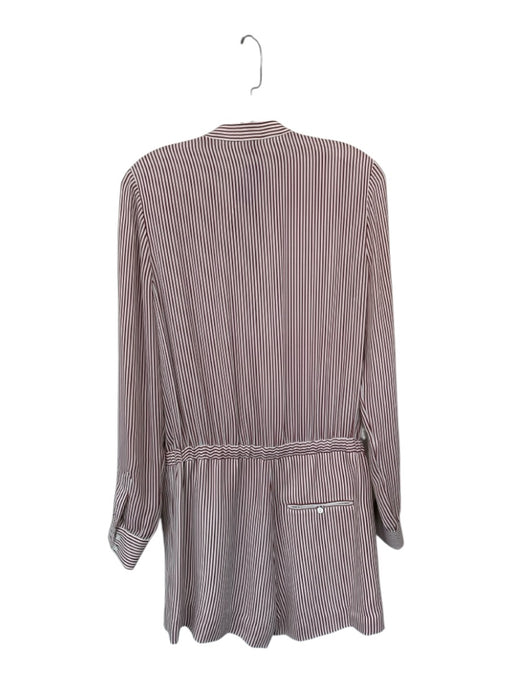 Haute Hippie Size S Red & White Silk Long Sleeve Striped Drawstring Romper Red & White / S