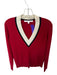 Veronica Beard Size XS red & cream Cashmere Long Sleeve V Neck Knit Sweater red & cream / XS