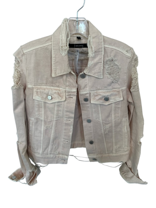 J Brand Size XS Blush Cotton Distressed Long Sleeve Denim Jacket Blush / XS