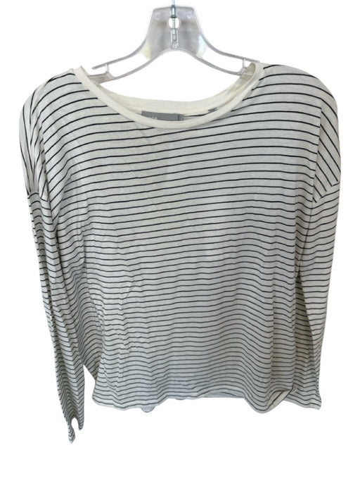 Vince Size XS White & Black Pima Cotton Long Sleeve Striped Top White & Black / XS
