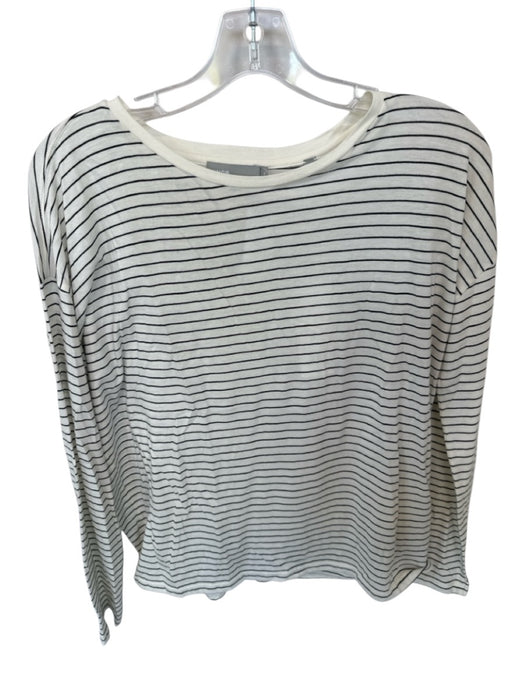Vince Size XS White & Black Pima Cotton Long Sleeve Striped Top White & Black / XS