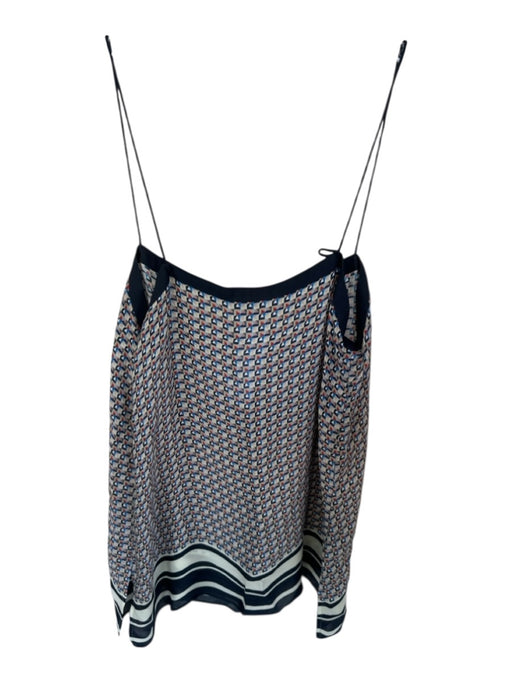 Vince Size XS Navy & Orange Silk Spaghetti Strap Triangles Striped Top Navy & Orange / XS
