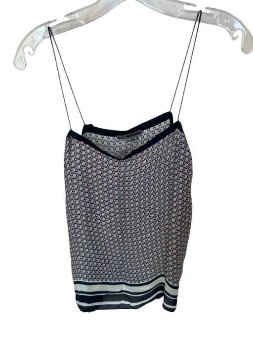 Vince Size XS Navy & Orange Silk Spaghetti Strap Triangles Striped Top Navy & Orange / XS
