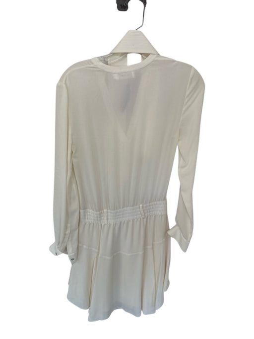 A.L.C. Size 0 Cream Silk Long Sleeve Elastic Waist Belt included Dress Cream / 0