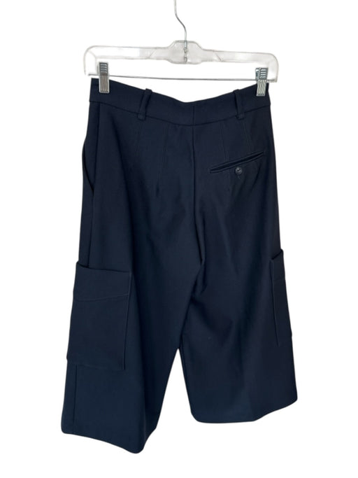 Rag & Bone Size 0 Navy Cotton & Silk High Waist Cargo Pockets Wide Leg Pants Navy / 0