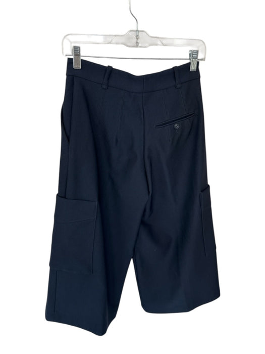 Rag & Bone Size 0 Navy Cotton & Silk High Waist Cargo Pockets Wide Leg Pants Navy / 0