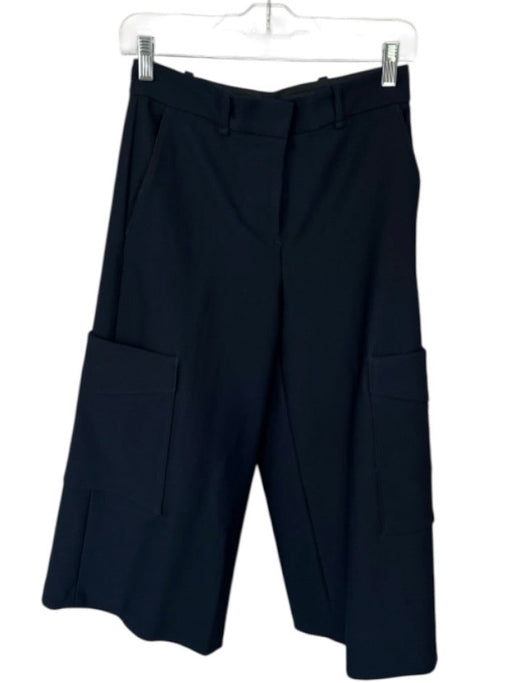 Rag & Bone Size 0 Navy Cotton & Silk High Waist Cargo Pockets Wide Leg Pants Navy / 0