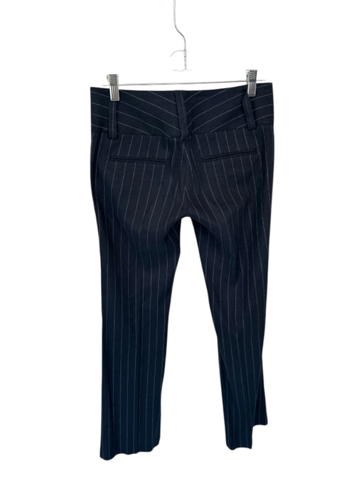 Alice & Olivia Size 2 Navy & white Linen & Cotton Pinstripe Wide Leg Pants Navy & white / 2