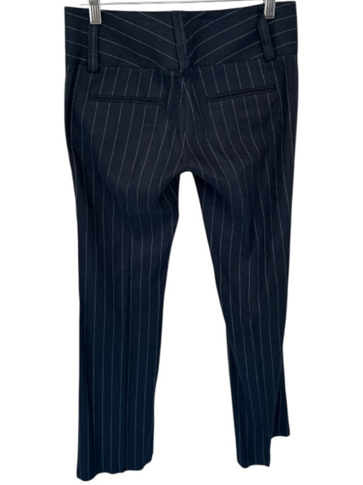 Alice & Olivia Size 2 Navy & white Linen & Cotton Pinstripe Wide Leg Pants Navy & white / 2