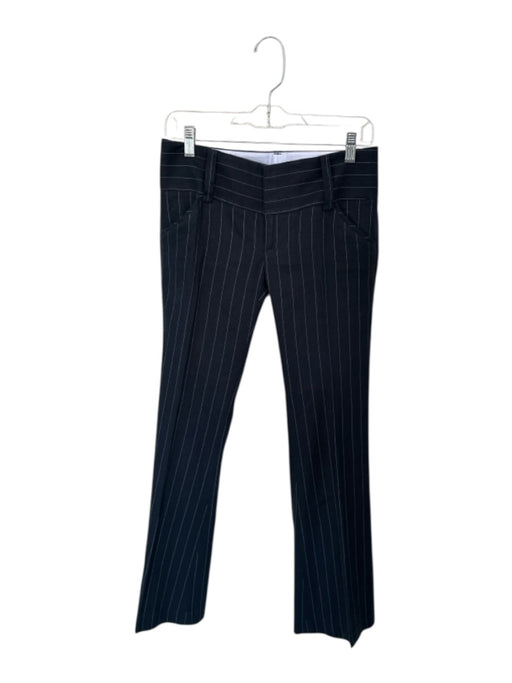 Alice & Olivia Size 2 Navy & white Linen & Cotton Pinstripe Wide Leg Pants Navy & white / 2