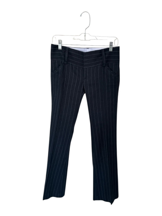 Alice & Olivia Size 2 Navy & white Linen & Cotton Pinstripe Wide Leg Pants Navy & white / 2