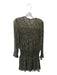Shoshanna Size 2 Green & Black Silk Long Balloon Sleeve Botanical Dress Green & Black / 2