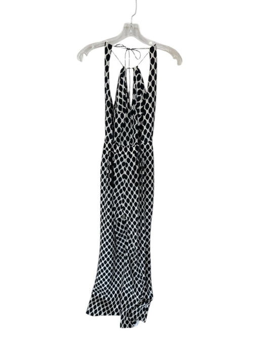 Diane Von Furstenberg Size 2 Black & White Silk Sleeveless Hexagon Jumper Black & White / 2