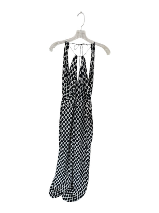 Diane Von Furstenberg Size 2 Black & White Silk Sleeveless Hexagon Jumper Black & White / 2