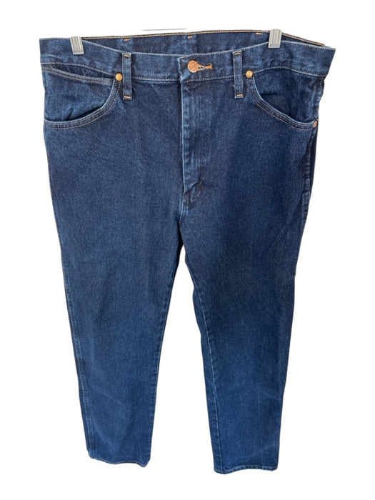 Wrangler Size 34x34 Dark Wash Cotton Zipper & Buttons Front Pockets Men's Jeans Dark Wash / 34x34