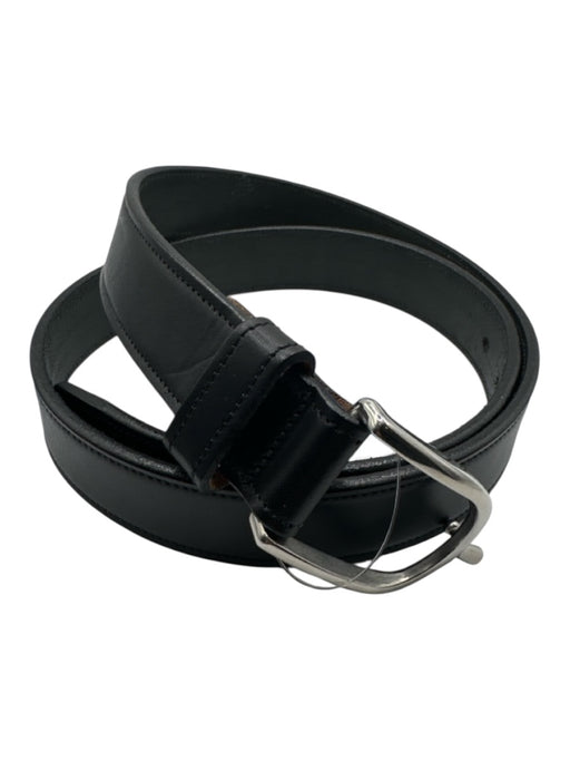 Tory Black Leather Silver Hardware Men's Belt Black