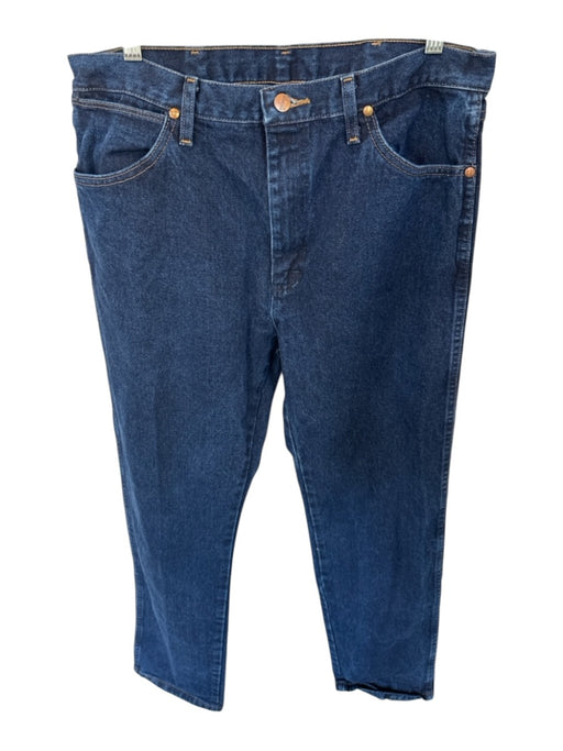 Wrangler Size 34x34 Dark Wash Cotton Zipper & Buttons Front Pockets Men's Jeans Dark Wash / 34x34