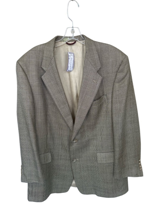 Hart Schaffner & Marx Tan & Black Wool Plaid 2 Button Sport Coat Men's Blazer Tan & Black / 44r