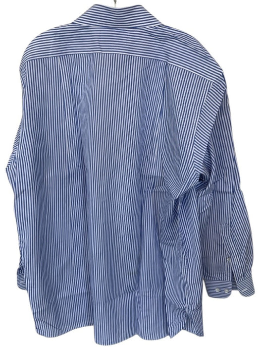 Ben Silver Size Est L Blue & White Cotton Striped Button Down Dress Shirt Shirt Blue & White / Est L