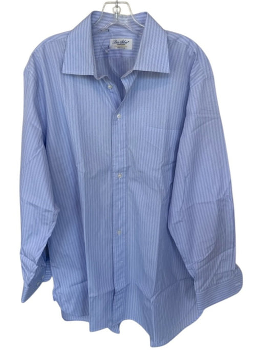 Ben Silver Size Est L Purple & Blue Print Cotton Striped Button Down Men's Shirt Purple & Blue Print / Est L