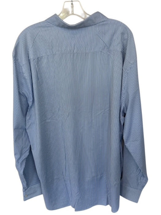 Southern Tide Size XL Blue & White Nylon Blend Striped Button Down Men's Shirt Blue & White / XL