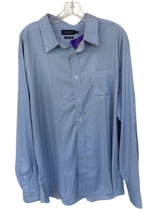 Southern Tide Size XL Blue & White Nylon Blend Striped Button Down Men's Shirt Blue & White / XL
