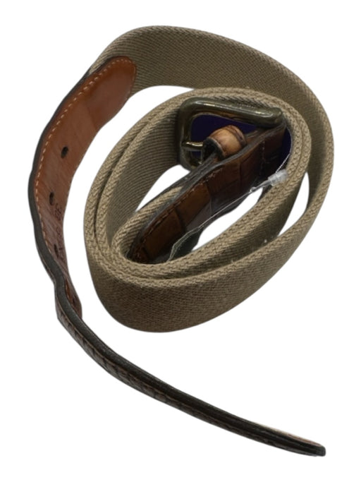 Orvis Tan & Brown Canvas & Leather Croc Embossed Men's Belt Tan & Brown