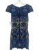 Alice + Olivia Size 6 Blue, Black, White Polyester Cap Sleeve Crochet Lace Dress Blue, Black, White / 6
