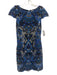 Alice + Olivia Size 6 Blue, Black, White Polyester Cap Sleeve Crochet Lace Dress Blue, Black, White / 6