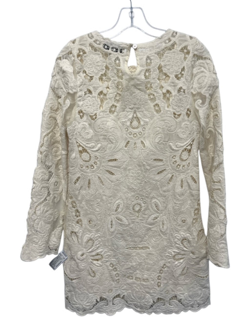 Sea New York Size 4 Cream White Long Bell Sleeve Crochet Lace Sheer Panel Dress Cream White / 4