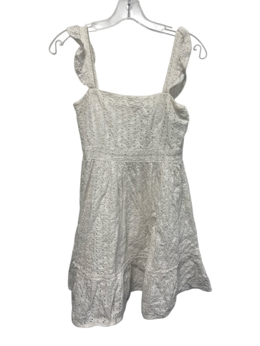 Agua Bendita Size S White Cotton Sleeveless Eyelet Lace Empire Waist Mini Dress White / S