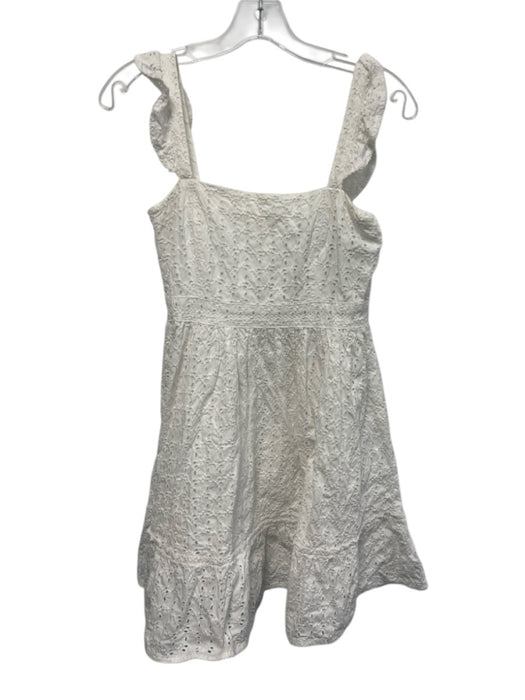 Agua Bendita Size S White Cotton Sleeveless Eyelet Lace Empire Waist Mini Dress White / S