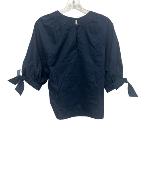 Pearl by Lela Rose Size S Navy Blue Cotton & Elastane Puff 1/2 Sleeve Top Navy Blue / S