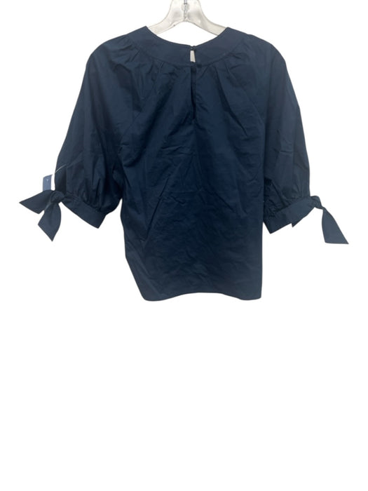 Pearl by Lela Rose Size S Navy Blue Cotton & Elastane Puff 1/2 Sleeve Top Navy Blue / S