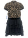 Alice + Olivia Size 4 Black & Beige Nylon Cap Sleeve Bedazzled Mock Neck Dress Black & Beige / 4