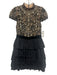 Alice + Olivia Size 4 Black & Beige Nylon Cap Sleeve Bedazzled Mock Neck Dress Black & Beige / 4