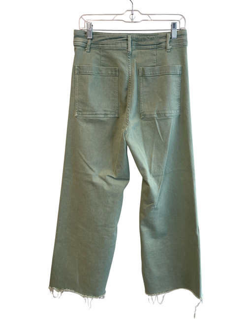 Zara Size 10 Green No Fabric Tag Zip Fly Wide Leg High Rise Frayed Hem Jeans Green / 10