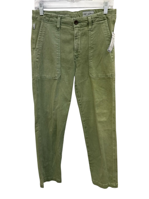AG Size 24 Green Cotton Blend Zip & Button Pocket High Rise Crop Pants Green / 24
