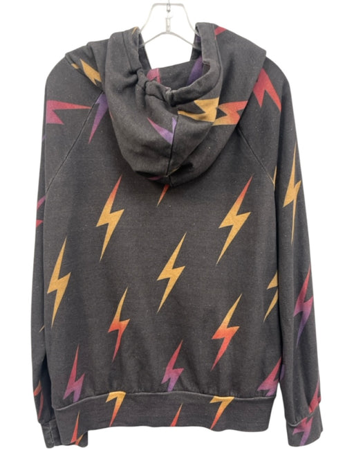 Aviator Nation Size L Grey & Multi Cotton Blend Zip Front Hooded Printed Dress Grey & Multi / L