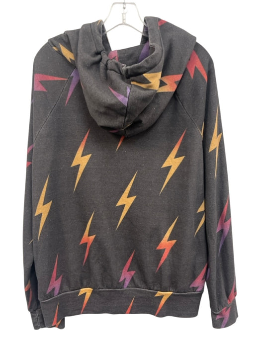 Aviator Nation Size L Grey & Multi Cotton Blend Zip Front Hooded Printed Dress Grey & Multi / L