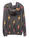 Aviator Nation Size L Grey & Multi Cotton Blend Zip Front Hooded Printed Dress Grey & Multi / L