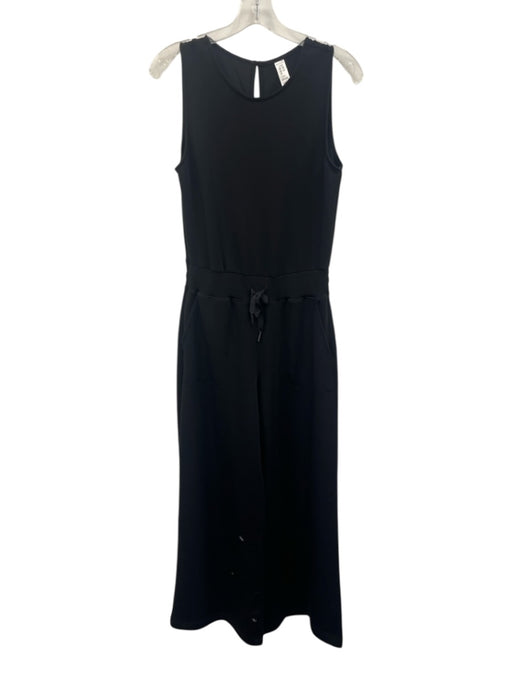 Spanx Size S Black Modal Blend Sleeveless Keyhole Back Drawstring Waist Jumpsuit Black / S