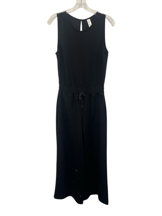 Spanx Size S Black Modal Blend Sleeveless Keyhole Back Drawstring Waist Jumpsuit Black / S