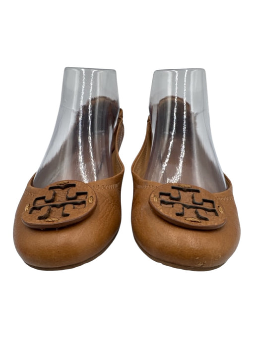Tory Burch Shoe Size 8M Brown Leather Round Toe Flat Slip On Logo Shoes Brown / 8M