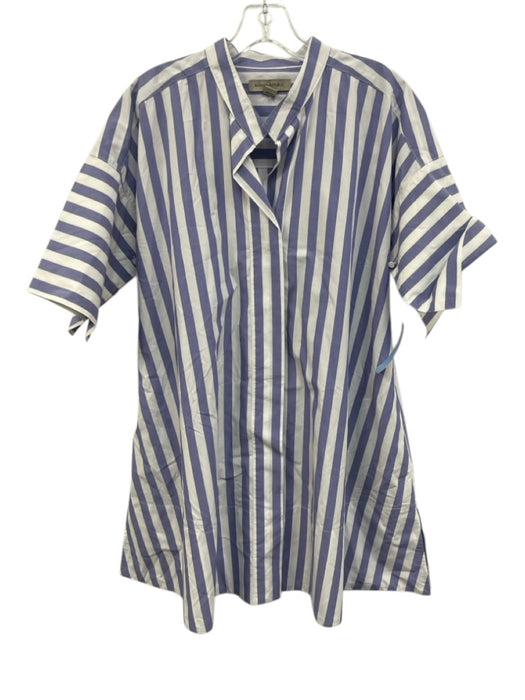 Banana Republic Size XS/S Blue & White Cotton Striped Button Front Mini Dress Blue & White / XS/S