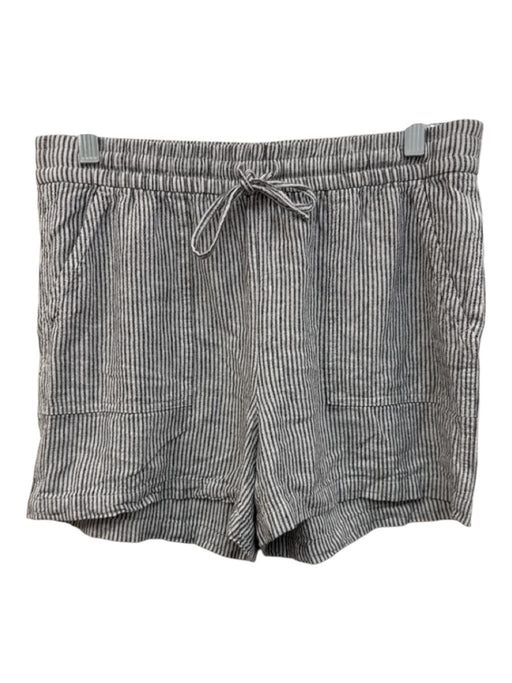 J Crew Size S Grey & White Linen Blend Striped Pockets Drawstring Waist Shorts Grey & White / S