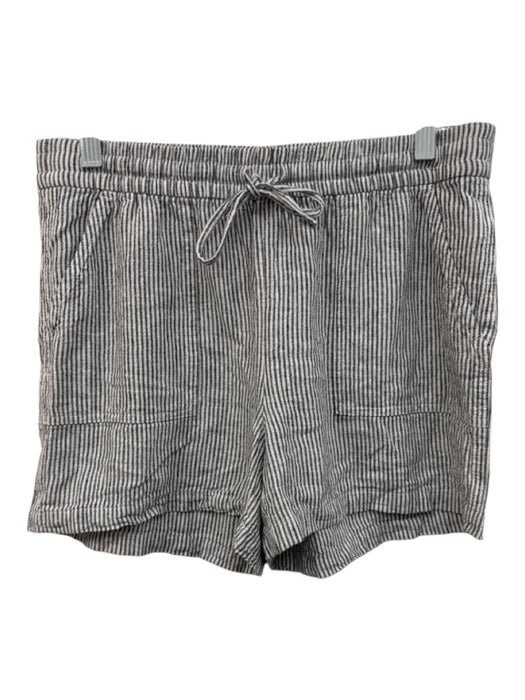 J Crew Size S Grey & White Linen Blend Striped Pockets Drawstring Waist Shorts Grey & White / S