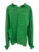 Banditas Size M Green Linen V Neck Lace Detail Long Sleeve Top Green / M
