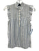 J Crew Size XS Blue & White Cotton Striped Smocked Bodice 1/2 Button Top Blue & White / XS